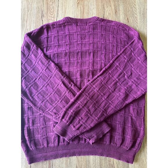 Van Heusen Vtg Chunky Red Patterned Sweater Suze Medium - Picture 5 of 5